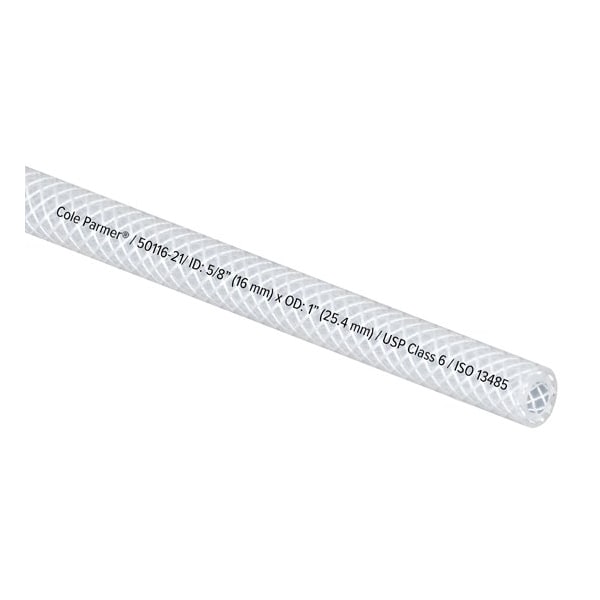 Cole Parmer Reinforced TPE Tubing, Clear, 5/8in ID x 1in OD; 50 Ft CP-FLXCBR10-16-50 - main